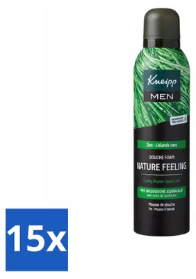 Immagine prodotto di 15 flaconi di schiuma doccia Kneipp MEN Nature Feeling, profumo di pino, 200 ml ciascuno. Confezione  da 15 pezzi