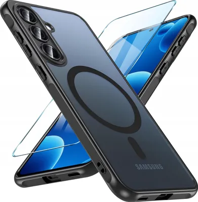 Immagine prodotto di Custodia magnetica opaca nera per Samsung S25 Fe | Compatibile con MagSafe, resistente + vetro protettivo