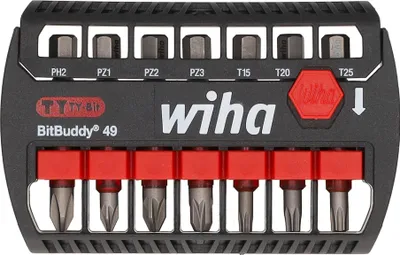 Produktbild von Wiha Bit Set BitBuddy TY, 49 mm, 8 Stück(e), Phillips, Pozidriv, Torx, PH 2, PZ 1, PZ 2, PZ 3, T15, T20, T25, 124 g