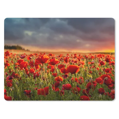 Produktbild von MuchoWow® Mauspad Mousepad Sonnenuntergang - Mohnblumen - Rot - Blumen - Feld - Natur 23x19 cm - Mousepads - Maus Mat - Pad - Mausunterlage - Schreibtischunterlage - Mauspad