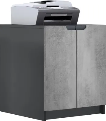Produktbild von Vladon Druckerkommode Logan,  Germany, Aktenschrank mit 2 Fächern und 2 Türen, Korpus in Schwarz matt, Fronten in Beton Dunkel Optik (51 x 60,5 x 54 cm)