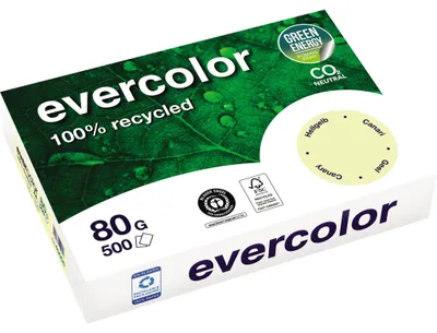 Zdjęcie produktu dla Clairefontaine Clairefontaine Recyclingpapier Evercolor hellgelb DIN A4 80 g/qm 500 Blatt