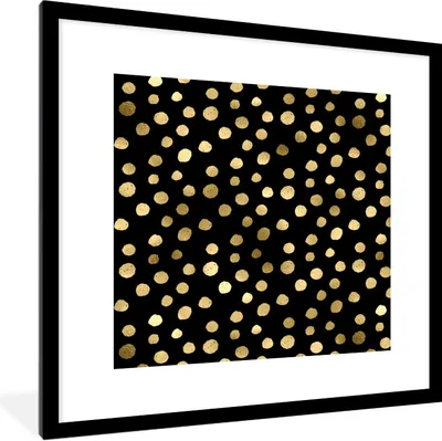 Produktbild von MuchoWow® Gerahmtes Poster Muster - Punkte - Gold 40x40 cm - Poster mit Schwarzem Bilderrahmen Wandposter Rahmen Foto Bilder - Poster - Plakat im Rahmen