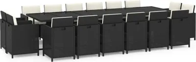 Produktbild von vidaXL 17-tlg. Garten-Essgruppe mit Kissen Poly Rattan Schwarz