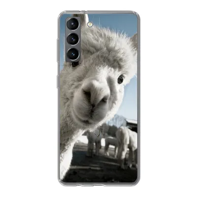 Produktbild von MuchoWow® Handyhülle Schutzhülle Hülle für Samsung Galaxy S21 Alpaka - Weiß - Tier Silikon Softcase Handy Hülle - Softcase