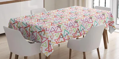 Obrázek produktu pro ABAKUHAUS Geometrický ubrus, abstraktní trojúhelníky, úhlové kmenové motivy, barevné indiánské vzory, 140 x 200 cm, vícebarevný