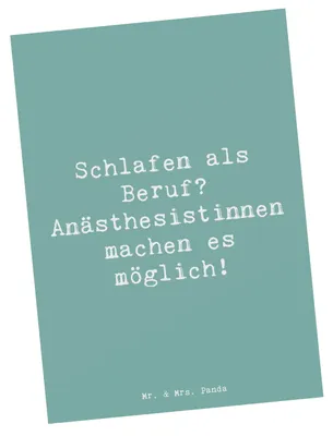 Produktbild von Mr. & Mrs. Panda Postkarte Spruch Anästhesistin Freude - Meeresbrise - Geschenk, Narkose, Geschenke mit Herz, Anästhesistinnen, Ansichtskarten, Anästhesieberuf, Beruf
