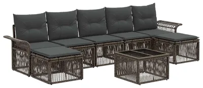 Image de Ensemble de canapés de jardin vidaXL, 8 pièces, gris, en polyrotin