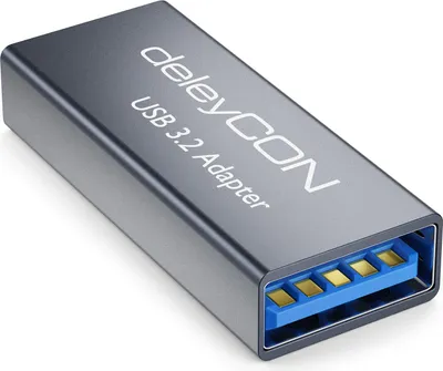 Produktbild von deleyCON USB Adapter Kupplung 5Gbps Aus Aluminium - Verbindung Koppler Verlängerung - A-Buchse auf A-Buchse - 2 USB Kabel Verbinden - Verlängern - Kompatibel mit USB 3.2 / 3.1 / 3.0 / 2.0