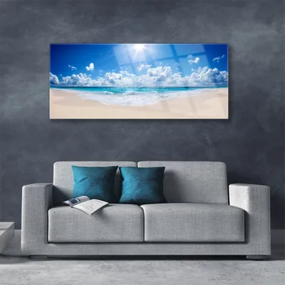 Produktbild von Acrylglasbilder 125x50 Wandbild Druck Strand Meer Sonne Landschaft