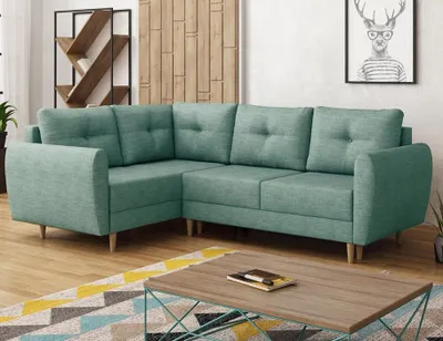 Produktbild von Easy4You Minze Ecksofa Manstad in L-Form 234x90x160 cm mit Schlaffunktion und Bettzeugbehälter - Schlafsofa mit Bettkasten und Holzfüße - Eckcouch Links mit Stauraum - Stoff: Lux 29
