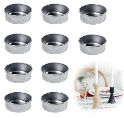 Metallene Kerzen-Einsätze, 10 Stück, für Baumkerzen, silber