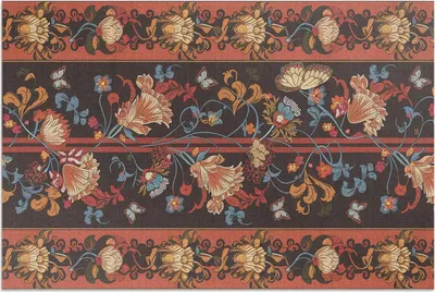 Produktbild von Florale Ornamente im Vintage-Stil – Vinylteppich – 100x150 cm – Outdoor Teppich – Terrasse – Wetterfest – Modern