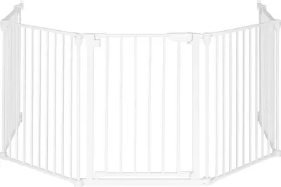 Image de Barrière de sécurité pour enfants et animaux, composée de 5 panneaux de 60 cm, en métal blanc, de la marque ECOTOYS