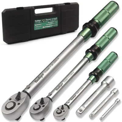 Imagen del producto de Juego de llaves dinamométricas Momentsleutel, 6 piezas - Rango de 2 a 220 Nm - Accionamiento de 1/4", 3/8" y 1/2"