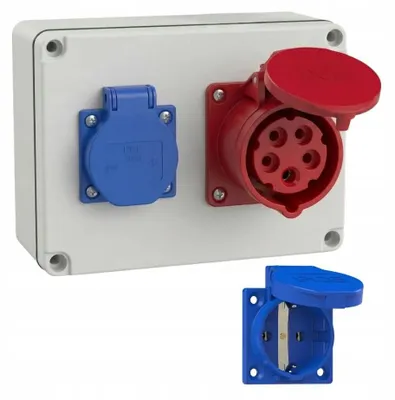 Produktbild von Baustromverteiler 32A 1x400V und 1x230V SCHUKO, nicht angeschlossen