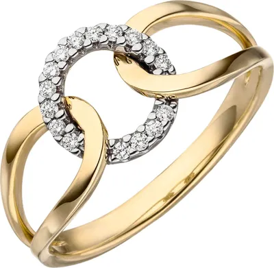 Produktbild von Ring aus 585 Gold Gelbgold mit 16 Diamanten Brillanten im Kreis 0,11 Ct W-si Innenumfang 52mm Ø16.6mm