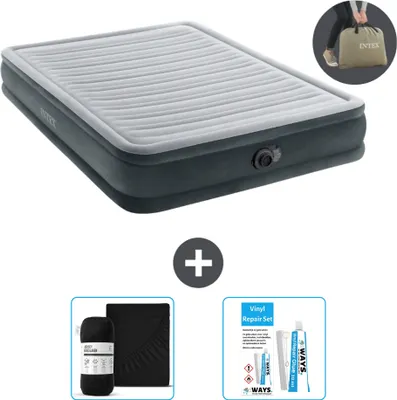 Obrázok produktu pre Intex Airbed - pre 2 osoby - 152 x 203 x 33 cm - sivá - vrátane čerpadla - pripevneného prestieradla a opravnej súpravy