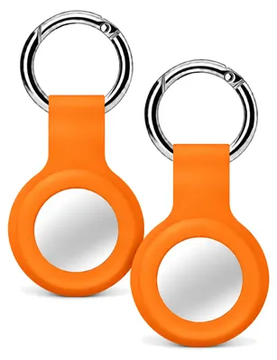 Produktbild von 2x AirTag Anhänger Orange – AirTag Schlüsselanhänger / Hülle – Silikon Cover Case für Apple AirTag – 2er-Set