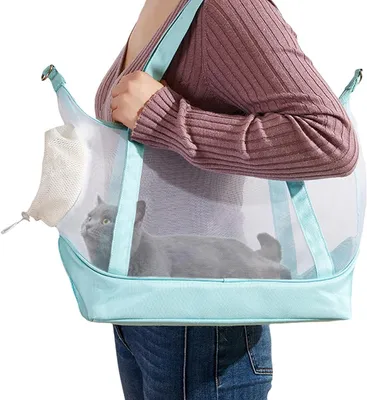 Image de Sac de transport pour animaux de compagnie - Sac de voyage pour chats et chiens - Transport sûr des animaux - Maille en nylon respirante