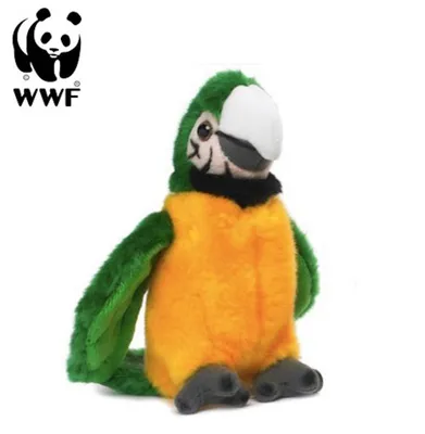 Obrázok produktu pre WWF - Plyšová hračka - Zeleno-žltý papagáj (so zvukom, 14 cm) realistická plyšová hračka