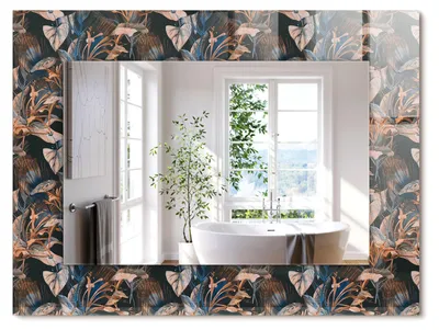 Produktbild von Blumen und Blätter – Rechteckiger Spiegel mit Druck 80x60 cm – Modern - Dekorativ für die Wand