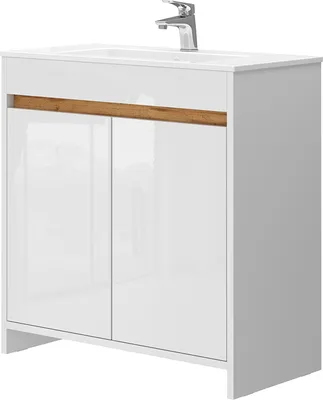 Obrázok produktu pre Zostava kúpeľňového nábytku Vicco Lemgo Biely vysoký lesk 2 diely, spodná skrinka 80 cm, Model 40058