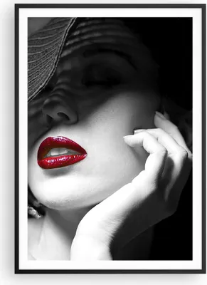 Produktbild von Gerahmtes Poster - Schwarzer Rahmen - Frau Gesicht Lippen - 70x100 cm - Wand Bild - Wanddeko - Wandbilder - Kunstposter - Wandposter - Bilderrahmen - Bilder - Kunstdruck - Wandbild - P2BPA70x100-3618