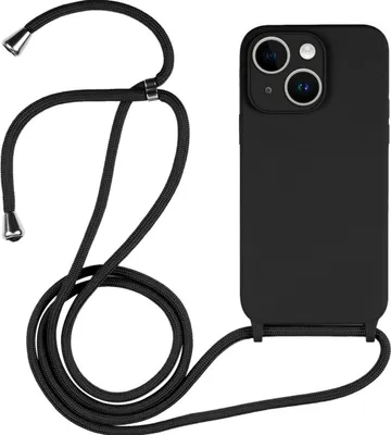 Produktbild von Mobigear Lanyard iPhone 14 Silikon Handykette - Schwarz