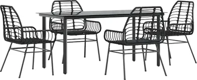 Immagine prodotto di vidaXL set da pranzo da giardino a 5 pezzi in polyrattan nero in vetro