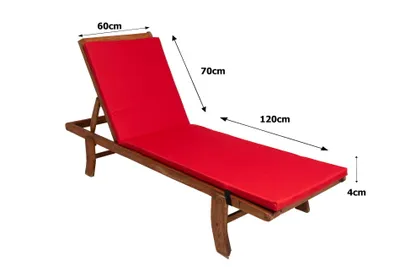 Image de Coussin pour chaise longue 190x60x4cm, rouge, coussin pour chaise longue de jardin, coussin extérieur, chaise longue, coussin pour chaise longue, coussins pour chaise longue