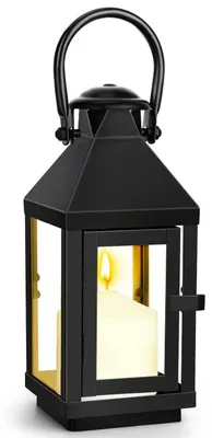 Zdjęcie produktu dla Lampion nagrobny, odporny na warunki atmosferyczne, czarny, metalowy
