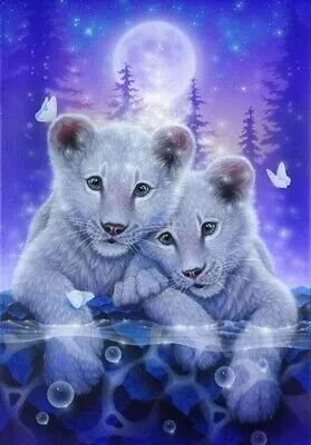 Image de Peinture diamant 40x30 à réaliser soi-même - Peinture diamant DIY : un lion