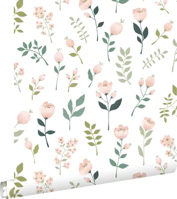 Zdjęcie produktu dla ESTAhome Tapeta kwiaty białym,różowymIzielonym 53 cm x 10.05 m