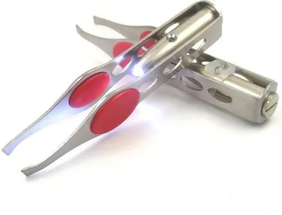 Immagine prodotto di 2x LED luce ciglia capelli sopracciglia in acciaio inox signora make up rimozione pinzette