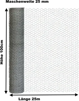Produktbild von Vogelschutz-draht verzinkt 100cm x 25m Pflanzenschutz-Draht Kaninchendraht 25mm