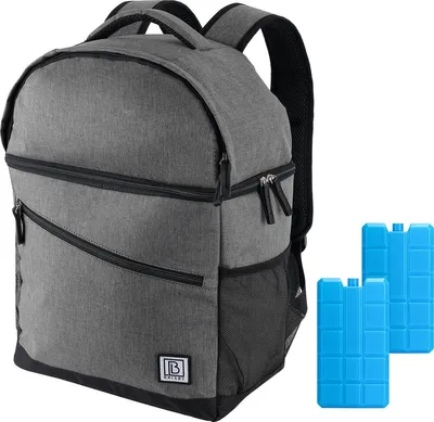 Produktbild von Brisby 4-lagiger isolierter Kühlrucksack – 25 Liter – Fächer für Besteck – Wasserabweisendes Material – Dunkelgrau