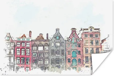 Produktbild von MuchoWow® Poster Illustration - Aquarell - Amsterdam 180x120 cm - Fotoplakat