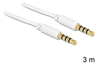 Produktbild von Audiokabel Klinke 3,5mm 4Pin > 3,5mm Stecker 4Pin (weiß, 3 Meter)