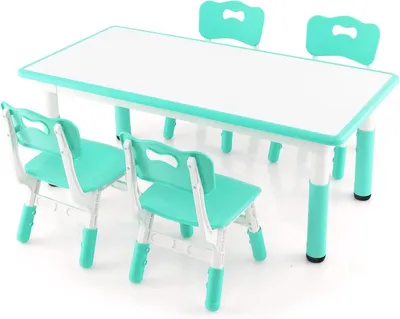 Immagine prodotto di Tavolo per bambini con 4 sedie - Altezza regolabile - Piano del tavolo con decorazione "graffiti" - Adatto dai 18 mesi