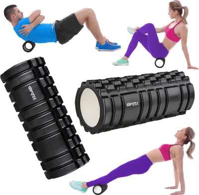 Image de Gymtek® Rouleau de fascia en mousse - Rouleau de fitness EVA, rouleau de massage pour le massage du dos de tout le corps - Yoga, Pilates, Workout Roller - 33x14cm