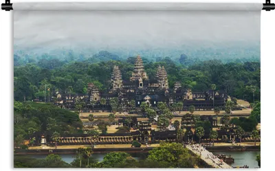 Produktbild von MuchoWow® Wandteppich Wandbehang Luftaufnahme des Tempels von Angkor Wat in Kambodscha 120x80 cm Tapisserie Dekoration Wandtuch - Wanddekorationen - Wandtücher