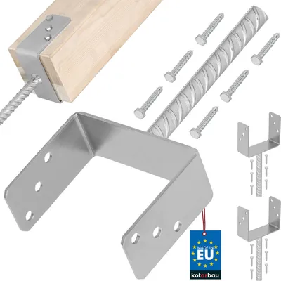 Immagine prodotto di KOTARBAU® 2 pz Supporto per Pali Acciaio Zincato 151 mm Argento Staffe per Pali in Legno Staffa Portapalo con Ancoraggio per Calcestruzzo Porta Palo