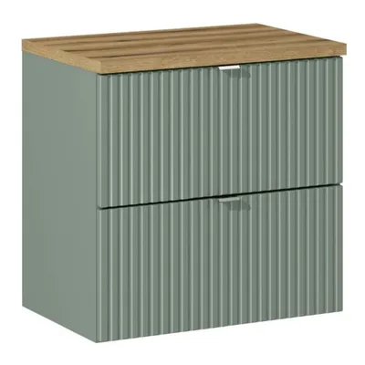 Produktbild von Waschtischunterschrank 60cm in grün und Eiche NEWPORT-56-GREEN
