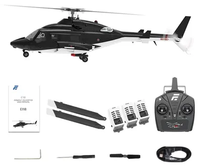 Produktbild von AirWolf E188 - RC Hubschrauber - 2,4G Fernsteuerung - Optischer Flowsensor LiDAR TOF - Höhenhaltefunktion & Inverted Flight per Taste - Brushless Motor - 3 Akkus