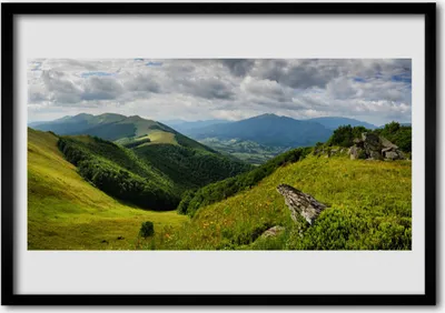 Produktbild von Bild 100x70 MDF-Rahmen Wandkunst Mountain Meadow Landschaft