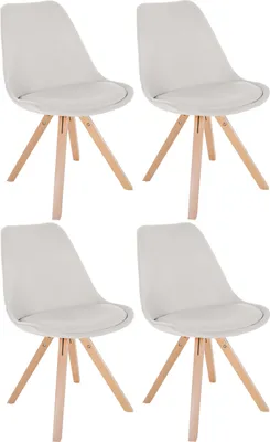 Produktbild von CLP 4er Set Besucherstühle Esszimmerstühle Sofia mit Stoffbezug und hochwertiger Pol creme Gestell Farbe natur (eckig)