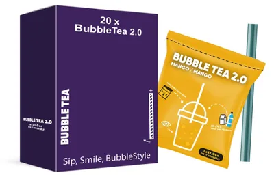 Produktbild von Bubble Tea Set 2.0 - Mango Sirup - 20 Beutel x 110 g - Umweltfreundlich