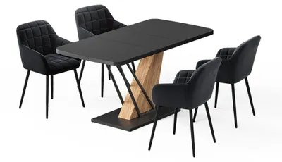 Imagen del producto de Set de mesa de comedor Vicco Fenaro /Roble dorado 120 x 80 cm con 4 sillas de comedor, Model 62761