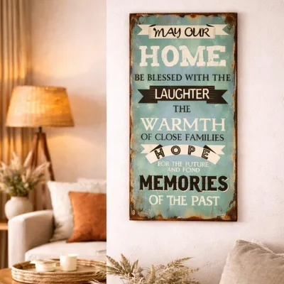 Produktbild von Wandbild zum Hängen Metallschild HOME 60x30cm